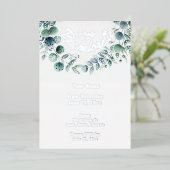 抽象芸術植物性ユーカリ葉箔招待状 箔招待状 (立ち正面)