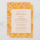 抽象芸術植物果実黄色ブライダルシャワー 招待状 (正面/裏面)