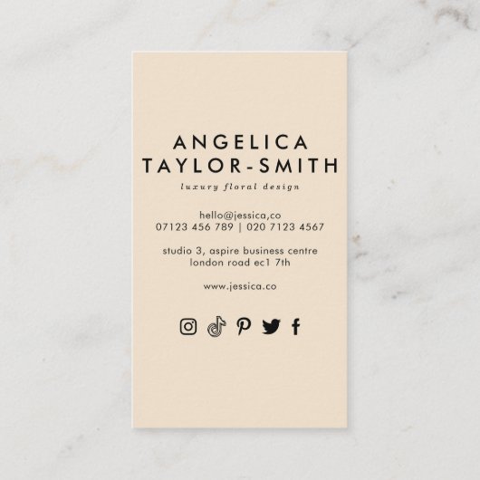 抽象芸術植物花&アーチソーシャルメディア 名刺 (裏面)