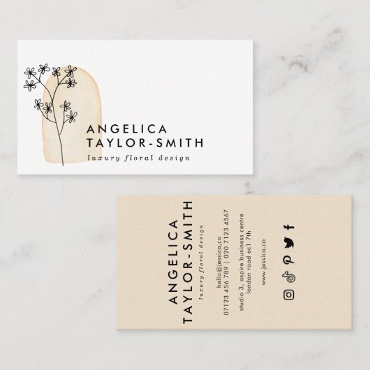 抽象芸術植物花&アーチソーシャルメディア 名刺 (正面/裏面)