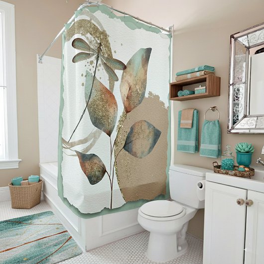 抽象芸術植物 シャワーカーテン