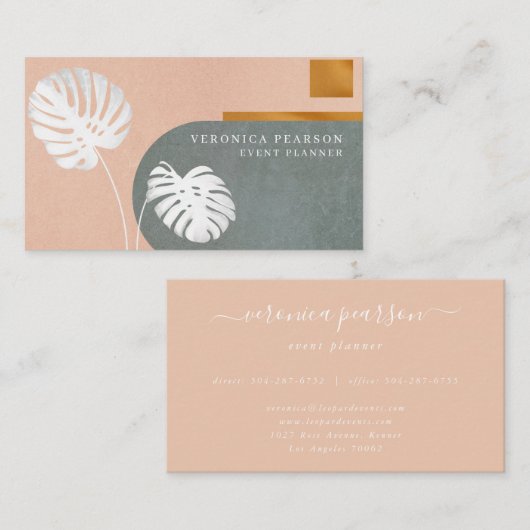 抽象芸術植物 |熱帯の葉モダン 名刺 (正面/裏面)