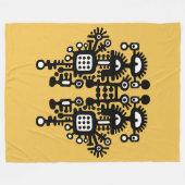 抽象芸術構造 – B&Wと琥珀 フリースブランケット (正面(横))