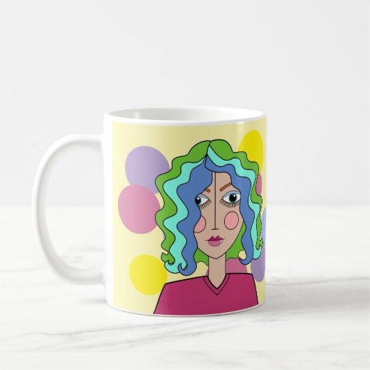 抽象芸術様式化顔マグ コーヒーマグカップ (左)