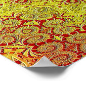 抽象芸術模様赤と黄色のモザイクタイル ポスター (角)