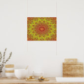 抽象芸術模様赤と黄色のモザイクタイル ポスター (キッチン)