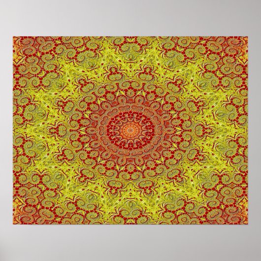 抽象芸術模様赤と黄色のモザイクタイル ポスター (正面)
