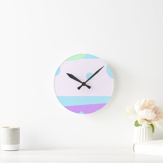 抽象芸術横置き(3 Moonsの壁掛け時計付き) ラウンド壁時計 (ホーム)