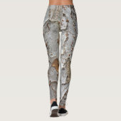 抽象芸術樹皮写真ホワイトグレーパターン自然 レギンス (裏面)