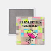 抽象芸術正方形の幾何学的パターン誕生日 マグネット (正面/裏面)