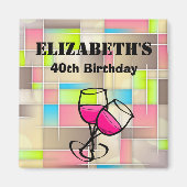 抽象芸術正方形の幾何学的パターン誕生日 マグネット (正面)