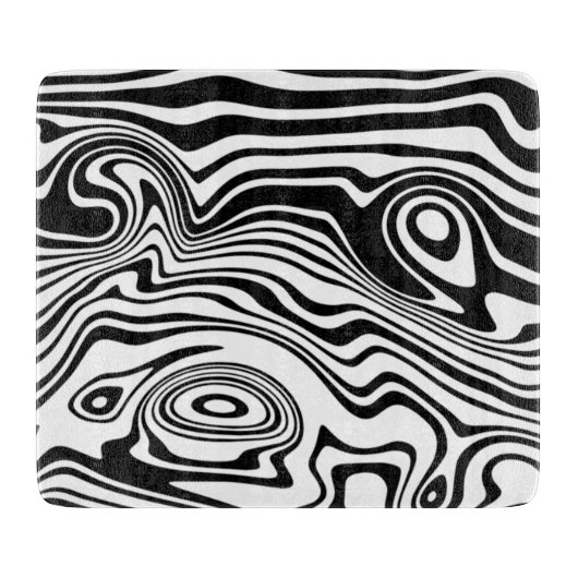 抽象芸術歪み黒線と白線 – カスタマイズ可能 カッティングボード (正面)