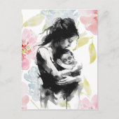 抽象芸術母と子のインクと水の色 ポストカード (正面)