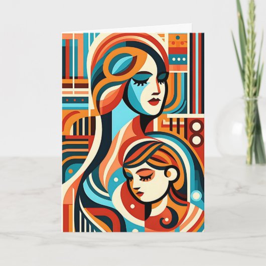 抽象芸術母子 | 母の日 カード (正面)