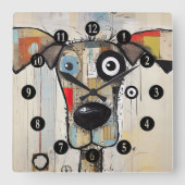 抽象芸術毛様犬 スクエア壁時計 (正面)