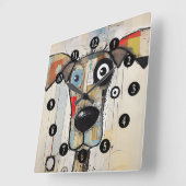 抽象芸術毛様犬 スクエア壁時計 (傾斜)