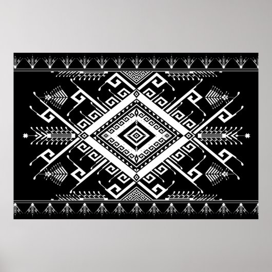 抽象芸術民族幾何学模様の背景のデザイン ポスター (正面)