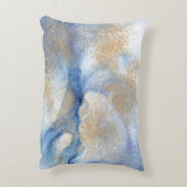 抽象芸術水の色と金ゴールド絵画の アクセントクッション (裏面(縦))