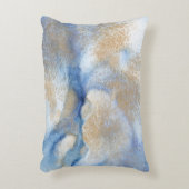 抽象芸術水の色と金ゴールド絵画の アクセントクッション (正面(垂直))