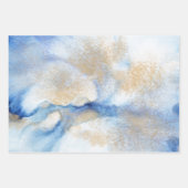 抽象芸術水の色と金ゴールド ラッピングペーパーシート (正面3)