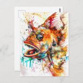 抽象芸術水の色のイラストレーションの深い – 海アン ポストカード (正面/裏面)