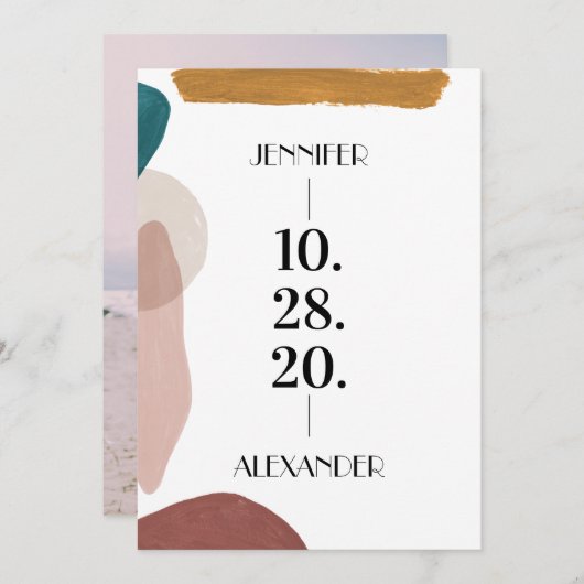 抽象芸術水の色日付を保存 招待状 (正面/裏面)