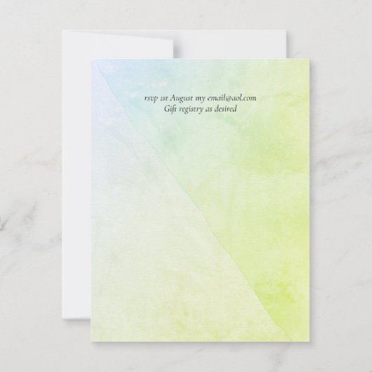 抽象芸術水の色相ウェディング招待低コスト予算 招待状 (裏面)