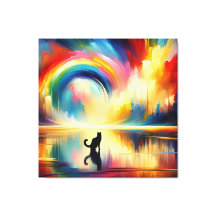 抽象芸術水の虹と猫の反射