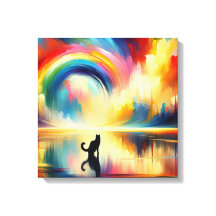 抽象芸術水の虹と猫の反射