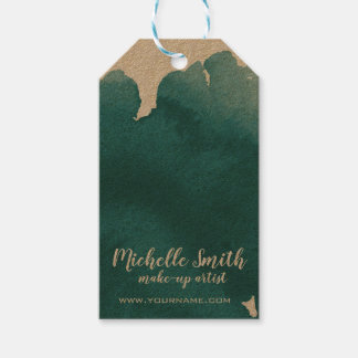 抽象芸術水カラーティール（緑がかった色）カラスプラッシュブラシストローク ギフトタグ