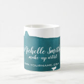 抽象芸術水カラーティール(緑がかった色)カラスプラッシュブラシストローク コーヒーマグカップ (中央)