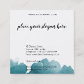 抽象芸術水カラーティール（緑がかった色）カラスプラッシュブラシストローク スクエア名刺 (裏面)