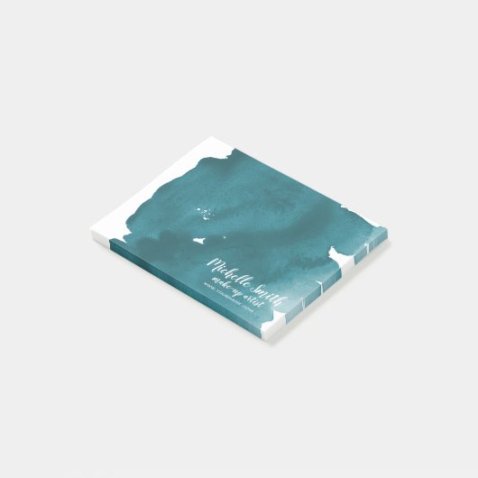 抽象芸術水カラーティール(緑がかった色)カラスプラッシュブラシストローク ポストイット (アングル)