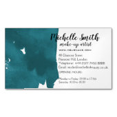 抽象芸術水カラーティール（緑がかった色）カラスプラッシュブラシストローク マグネット名刺 (正面)