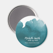 抽象芸術水カラーティール(緑がかった色)カラスプラッシュブラシストローク マグネット (正面/裏面)