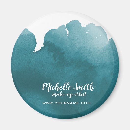 抽象芸術水カラーティール(緑がかった色)カラスプラッシュブラシストローク マグネット (正面)