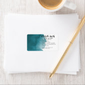 抽象芸術水カラーティール(緑がかった色)カラスプラッシュブラシストローク ラベル (インサイチュ)