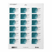 抽象芸術水カラーティール(緑がかった色)カラスプラッシュブラシストローク ラベル (フルシート)