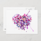 抽象芸術水カラーハートバレンタインデー シーズンポストカード (正面/裏面)