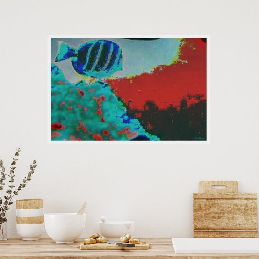 抽象芸術水中 ポスター (キッチン)