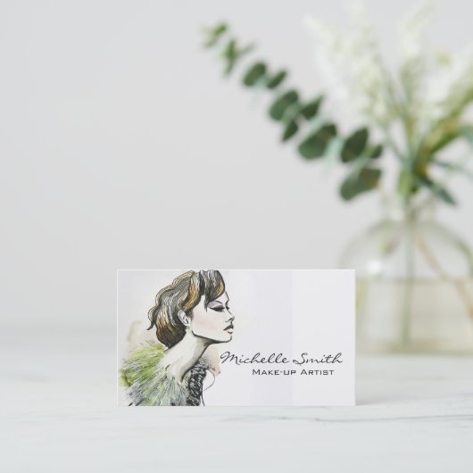 抽象芸術水墨色カラフル化粧 名刺 (スタンド正面)