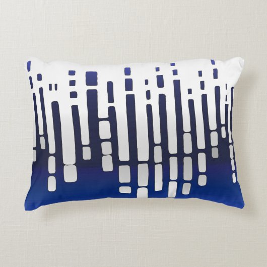 抽象芸術水平線,ネイビーブルー,白,ライトグレー アクセントクッション (正面)
