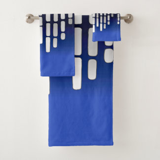 抽象芸術水平線，ネイビーブルー，白，ライトグレー バスタオルセット