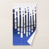 抽象芸術水平線,ネイビーブルー,白,ライトグレー バスタオルセット (ハンドタオル)