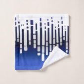 抽象芸術水平線,ネイビーブルー,白,ライトグレー バスタオルセット (ウォッシュタオル)