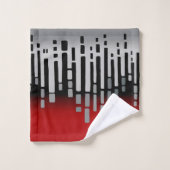 抽象芸術水平線,赤,薄い灰色,黒 バスタオルセット (ウォッシュタオル)