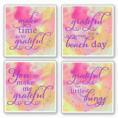 抽象芸術水彩ことわざピンクイエローパープル シール (正面)