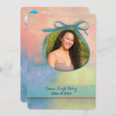 抽象芸術水彩の卒業 招待状 (正面/裏面)