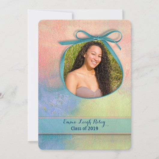 抽象芸術水彩の卒業 招待状 (正面)
