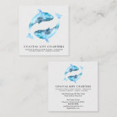 *~*抽象芸術水彩の海遊岸のイルカ スクエア名刺 (正面/裏面)